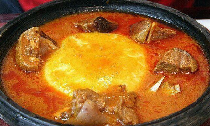 Yam fufu with soup