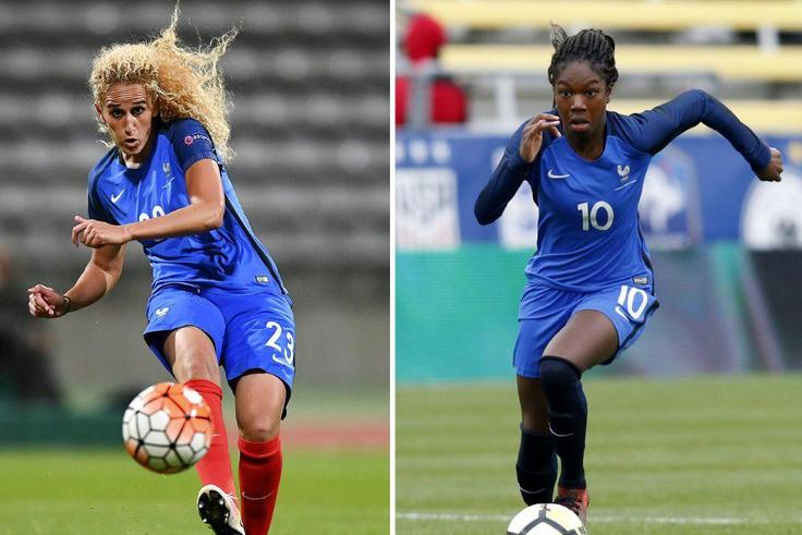 PSG teammates Kheira Hamraoui (left) and Aminata Diallo