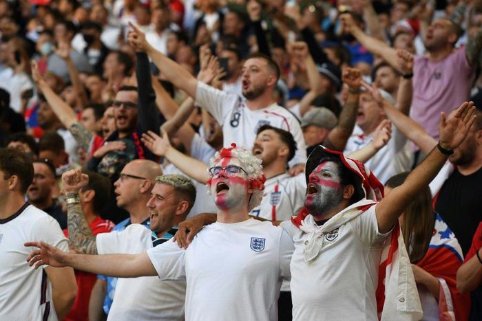 England supporters raise the roof at Wembley