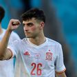 Spain midfielder Pedri celebrates during the 5-0 win over Slovakia on Wednesday