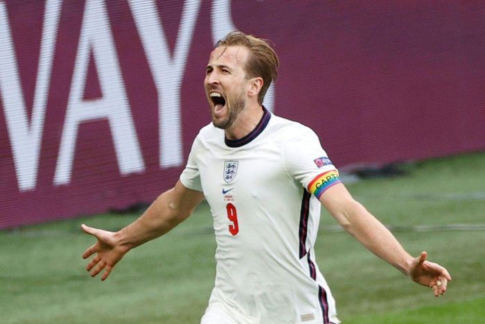 Leading from the front: England captain Harry Kane scored his first goal of Euro 2020 in a 2-0 win over Germany