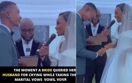“Why are you crying?” – Bride asks groom as he cries during vow exchange (video)