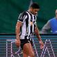 Atletico Mineiro's Hulk reacts after missing a penalty during the all-Brazilian Copa Libertadores semifinal first leg match against Palmeiras on Tuesday