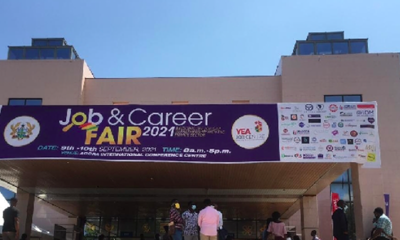Ghanaian youth mass up at YEA job fair to seek job opportunities