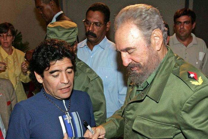 Maradona with Fidel Castro in 2005. A photograph of the pair was sold for $1,600 to a buyer in Dubai