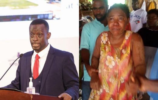 Western Region Minister, Kwabena Otchere Darko Mensah(left) and the pregnant woman