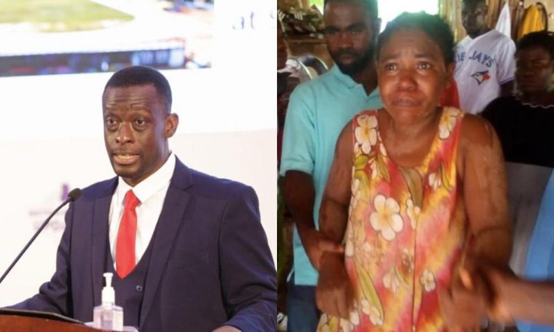 Western Region Minister, Kwabena Otchere Darko Mensah(left) and the pregnant woman