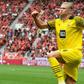 Erling Braut Haaland celebrates scoring against Leverkusen on Saturday