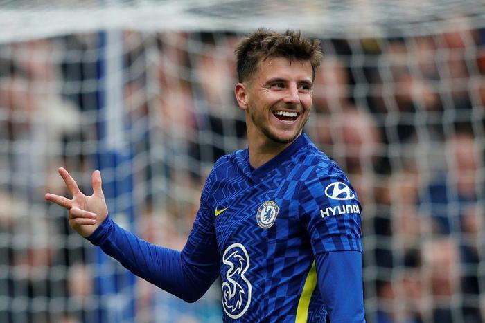 Three and easy: Mason Mount scored a hat-trick in Chelsea's 7-0 thrashing of Norwich