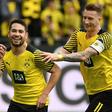 Raphael Guerreiro (L) is set to return for Dortmund on Saturday after missing the last seven games with injury