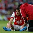 Arsenal midfielder Granit Xhaka receives treatment