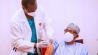 President Buhari receives first dose of Oxford/AstraZeneca COVID-19 vaccine on March 6, 2021 (Tolani Alli)