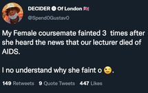 Student allegedly faints after hearing her lecturer died of HIV/AIDS