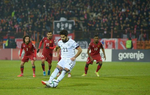 Ilkay Gundogan scored twice for Germany in a comfortable victory over Armenia on Sunday