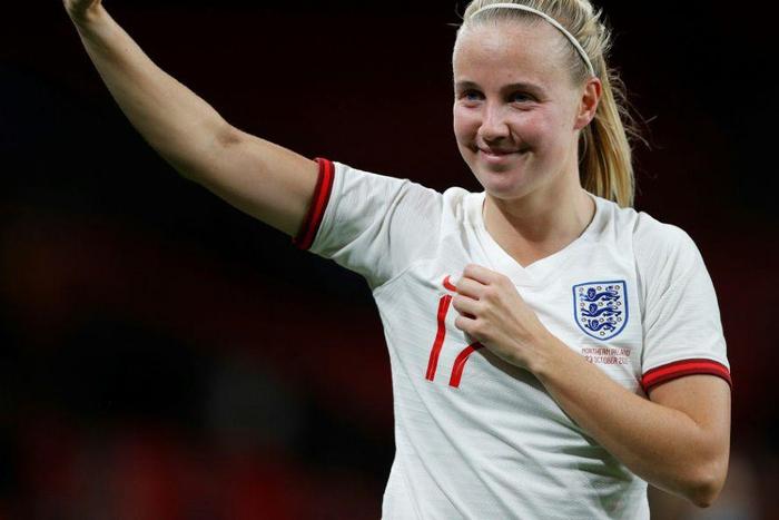 Super sub: Beth Mead scored a hat-trick as England's women beat Northern Ireland 4-0
