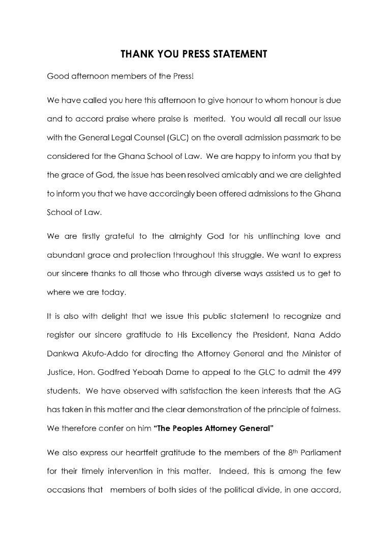 499 law students statement