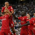Fabinho (bottom left)scored Liverpool's second goal in a 2-0 win at Leeds