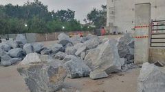 China Mall blocked with rocks