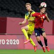 Tottenham bound - Bryan Gil (R) in action for Spain against Australia in the Olympic football tournament in Sapporo on Sunday