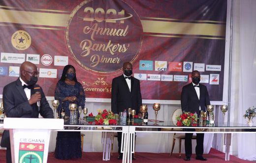 Mr Charles Ofori Acquah, CEO of CIB Ghana giving his address with the leadership of the Central Bank behind him