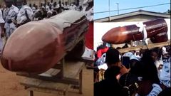 Video: Scores attend funeral of dead person who was buried in penis-shaped coffin