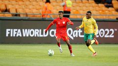 Royal AM match-winner Victor Letsoalo (R) playing for South Africa against Ethiopia two months ago in a 2022 World Cup qualifier.