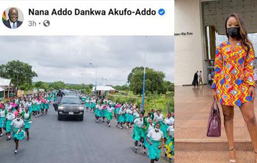 Efia Odo calls out Nana Addo for sharing photos of  students lining to wave him