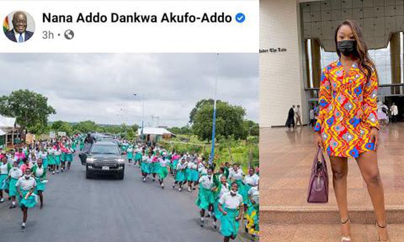 Efia Odo calls out Nana Addo for sharing photos of  students lining to wave him