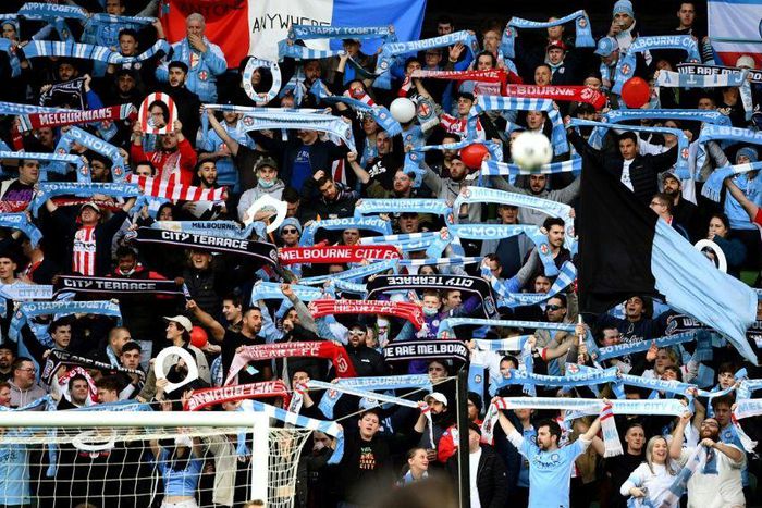 About 15,000 fans, the most allowed under coronavirus rules,  packed Melbourne's AAMI Park for the A-League final
