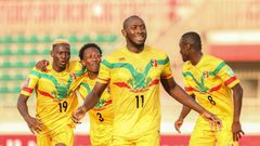 Ibrahima Kone (C) celebrates scoring for Mali in a World Cup qualifying victory over Kenya in Nairobi on Sunday