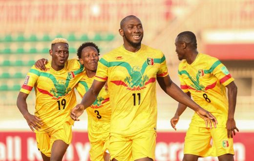 Ibrahima Kone (C) celebrates scoring for Mali in a World Cup qualifying victory over Kenya in Nairobi on Sunday