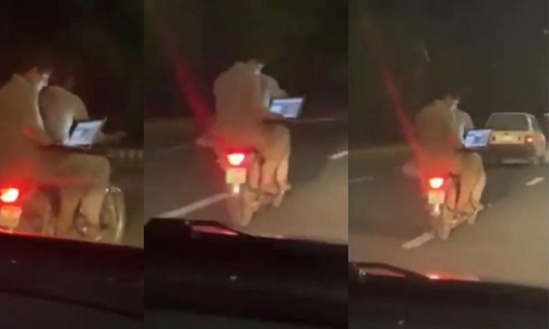 Thieves can go to hell - Laptop-holding passenger browses while on Okada (video)