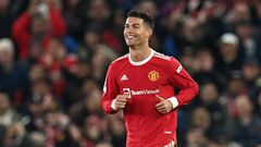 Cristiano Ronaldo celebrates after scoring Manchester United's winning goal against Atalanta