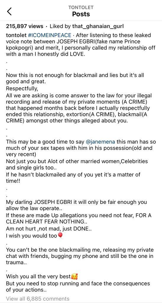 My ex has your sex tapes; Tonto Dikeh warns famous Instagram twerk queen (SCREENSHOT)