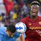 Roma striker Tammy Abraham (R) has been called up by England