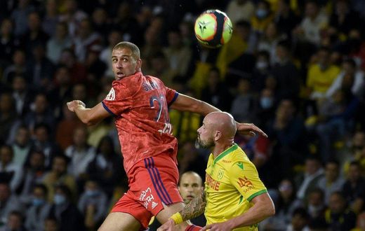 Four-goal Algeria star Islam Slimani (L) playing for Lyon against Nantes in the French Ligue 1 last Friday
