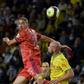 Four-goal Algeria star Islam Slimani (L) playing for Lyon against Nantes in the French Ligue 1 last Friday