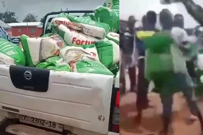 Angry Damango constituents reject bags of rice sent to them by Samuel Abu Jinapor