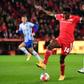Nigerian Taiwo Awoniyi (C) controls the ball while playing for Union against Hertha in a Berlin derby.
