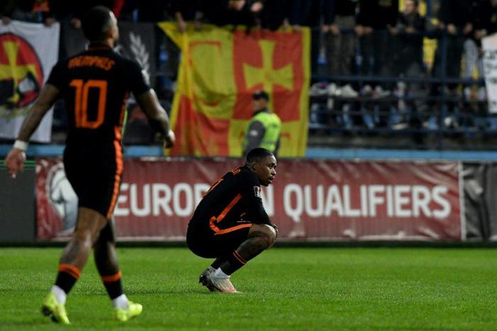 Unhappy ending: Netherlands' Steven Bergwijn after Saturday's 2-2 draw