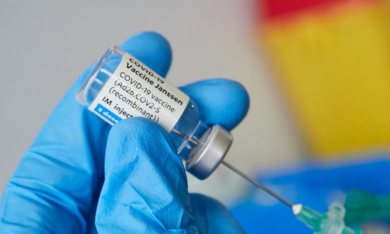 A vial of Johnson & Johnson (Janssen's) Covid-19 vaccine.