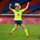 Stina Blackstenius (L) scored for the fifth time in as many matches at the Tokyo Olympics