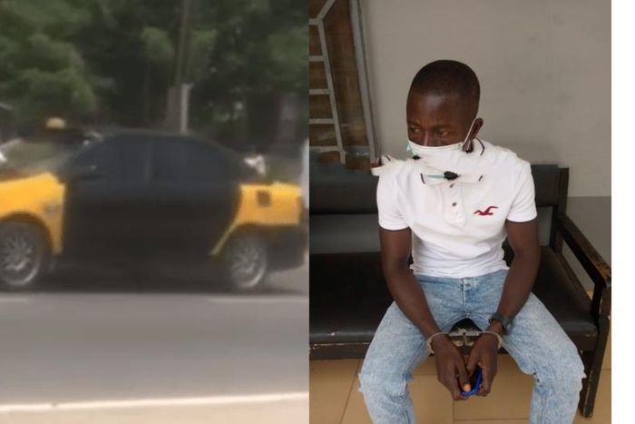 Court jails Ghanaian taxi driver 2 years for speeding off with police officer on his bonnet (video)