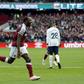 West Ham's Michail Antonio (C) celebrates scoring against Tottenham