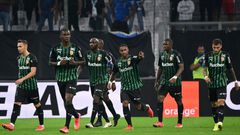 Match winner: Wesley Said (centre) celebrates scoring Lens' third goal