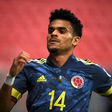 Colombia's Luis Diaz celebrates after scoring against Peru in the Copa America third-place match