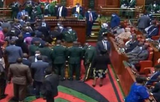 Kenyan MPs emulate Ghanaian counterparts as lawmakers exchange blows over voting; one injured