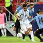 Nicolas Gonzalez (L) in action at the Copa America with Argentina.