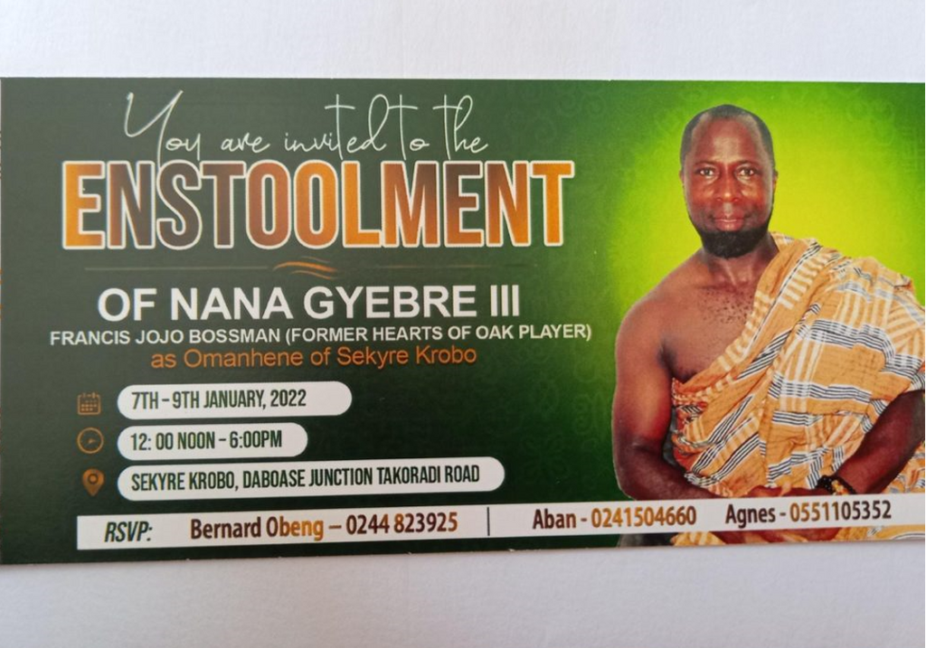 Francis Bossman to be enstooled as Chief