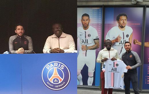 Photos: Bola Ray meets PSG’s head of logistics during visit to France